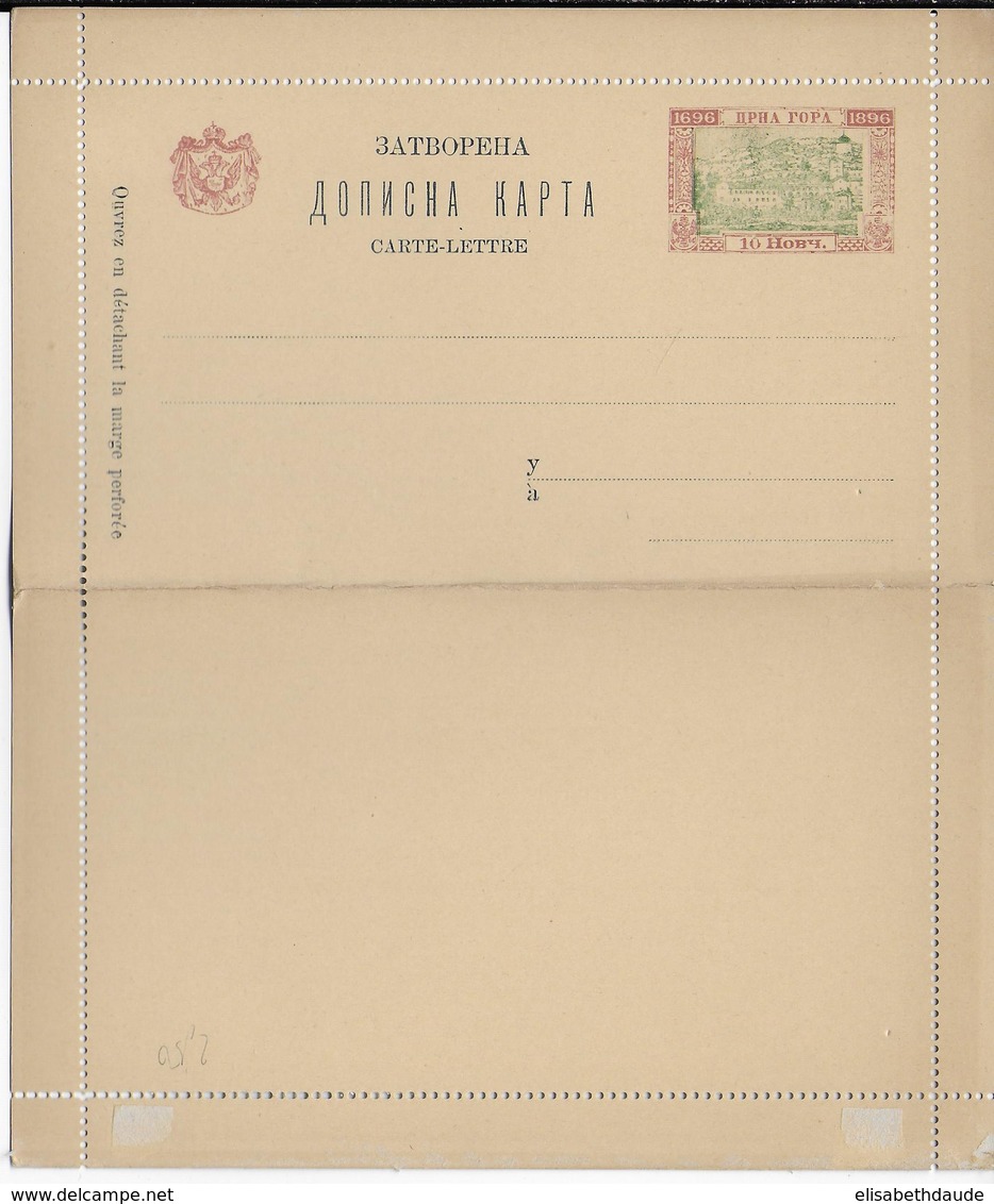 MONTENEGRO - 1896 - CARTE-LETTRE ENTIER POSTAL TYPE CLOITRE DE CETINJE - Montenegro