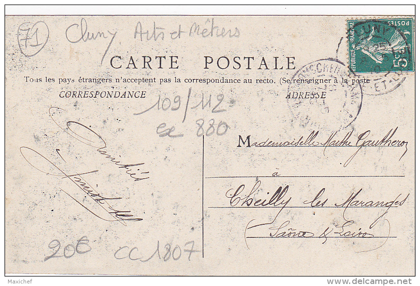 Cluny - Arts Et Métiers - La Promotion 109-112 EX 880, Carte Photo De Groupe - Circulé 1910 - Cluny