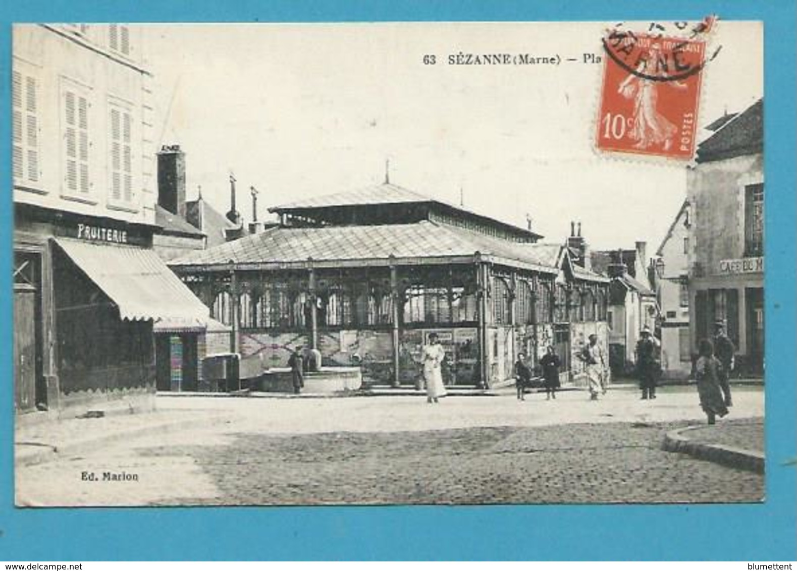 CPA 63 - Place Fontaine Marché Halle  SEZANNE 51 - Sezanne