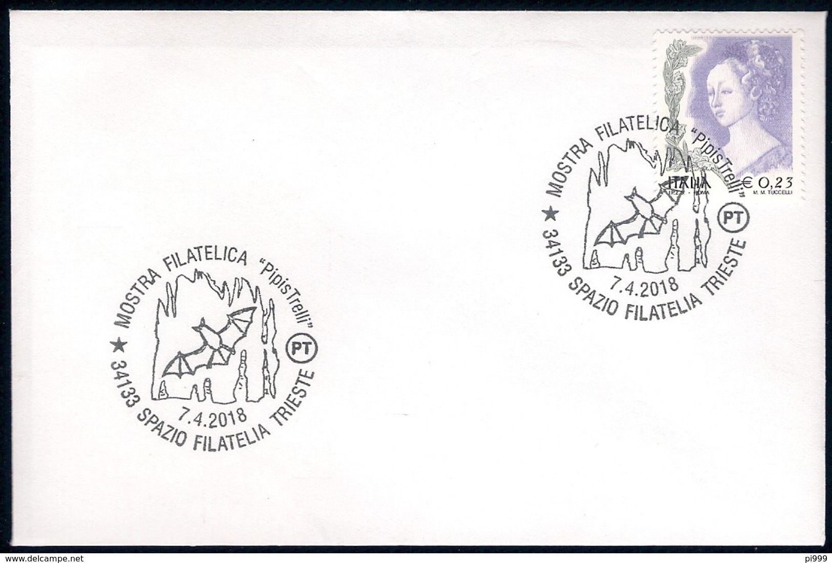 Italia Italy (2018) Annullo Speciale/special Postmark: Trieste - Pipistrelli/bats - Grotta/cave; As Scan - Bats