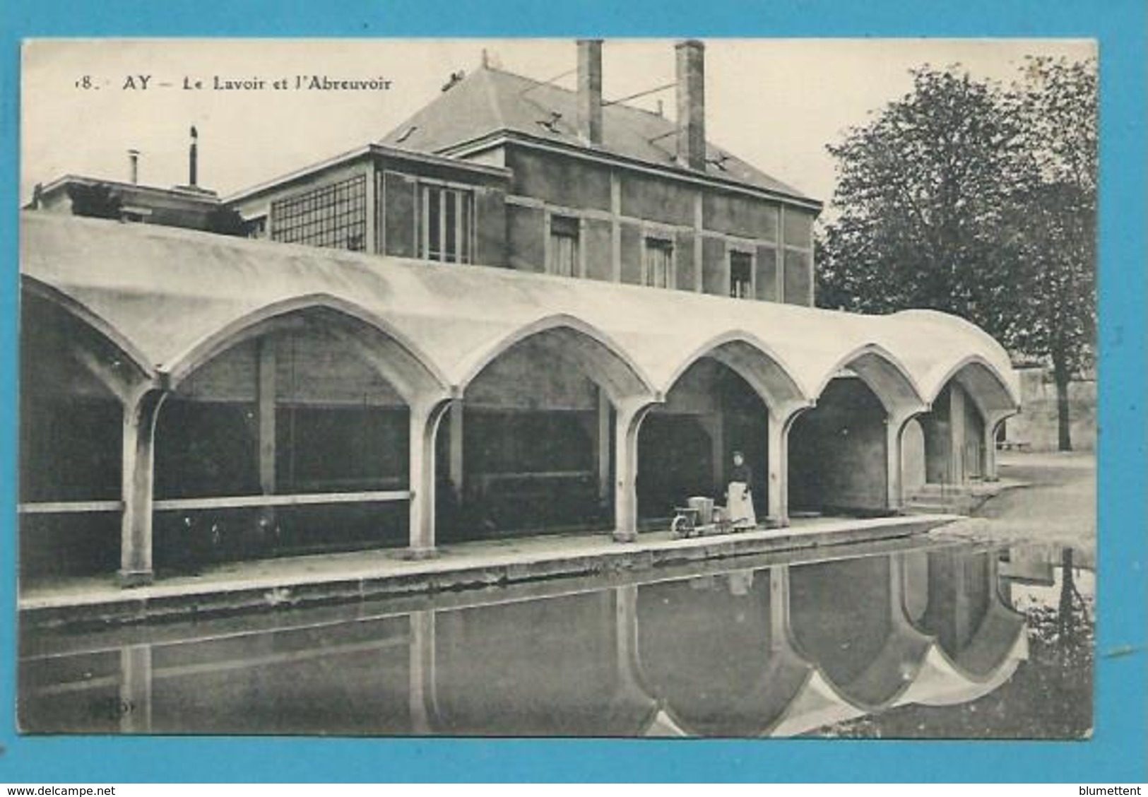 CPA 18 - Lavandière Laveuse Blanchiseuse Le Lavoir Et L'Abreuvoir AY 51 - Ay En Champagne