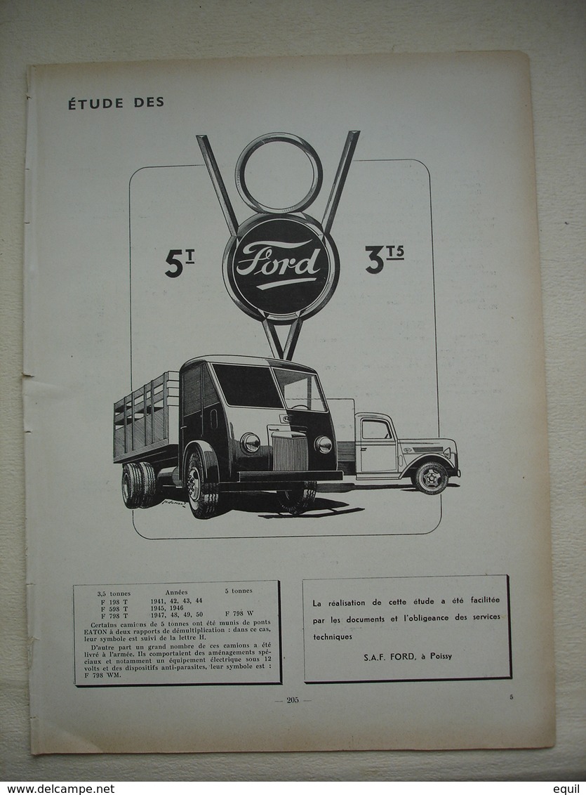 ETUDE DU CAMION V8 FORD 5T ET 3,5T Article Issue Revue Technique D'époque - Camions