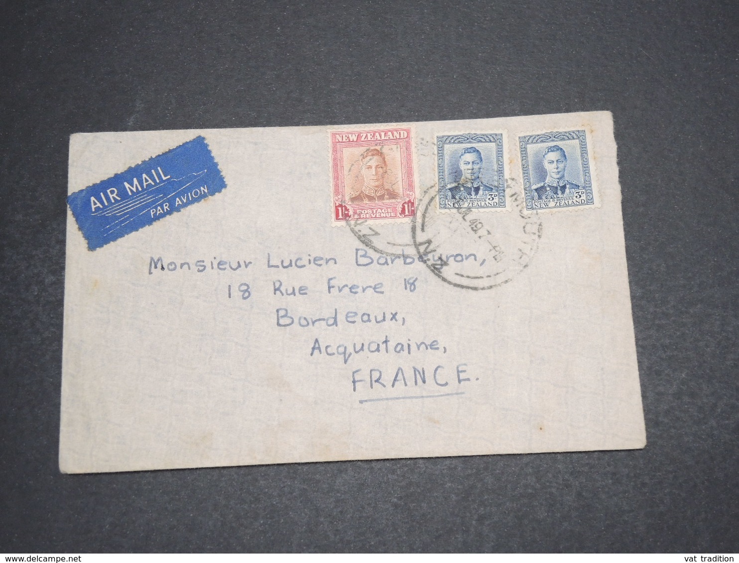 NOUVELLE ZÉLANDE - Enveloppe Pour La France En 1949 - L 16298 - Lettres & Documents