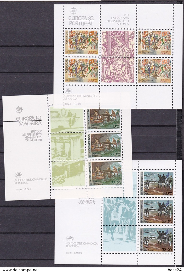 1982 Portogallo, Azzorre Madeira Portugal Azores EUROPA CEPT EUROPE 3 Foglietti MNH** 3 Souv. Sheets - 1982