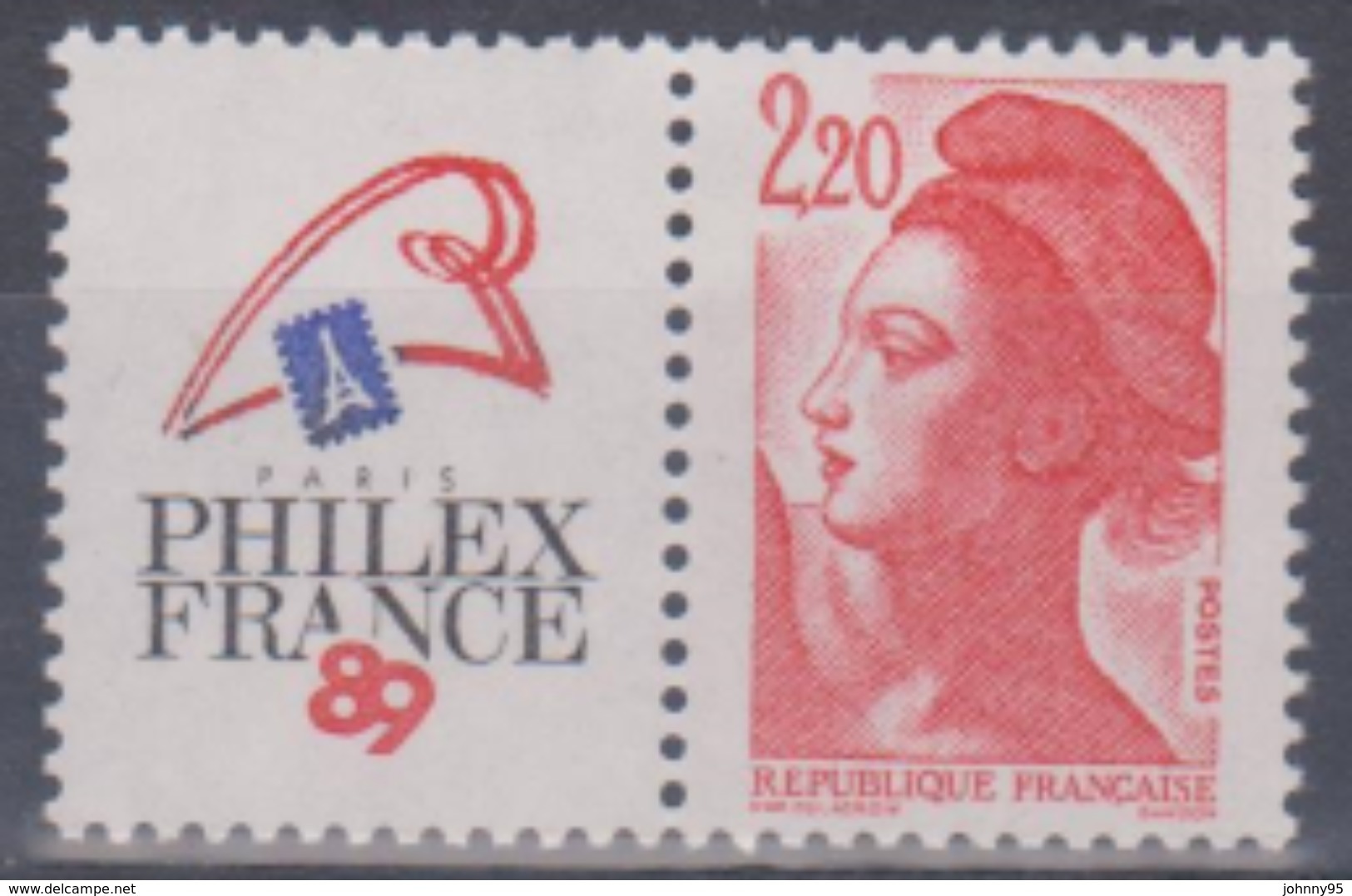 Année 1987 - N° 2461 - Liberté De Gandon : Philexfrance 89 - Vignette à Gauche - 1982-1990 Liberté De Gandon