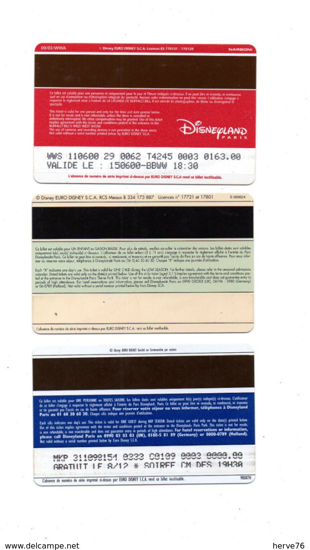 Lot 20 Passeports DISNEY - DISNEYLAND (dont 2 Doubles) - Toegangsticket Disney