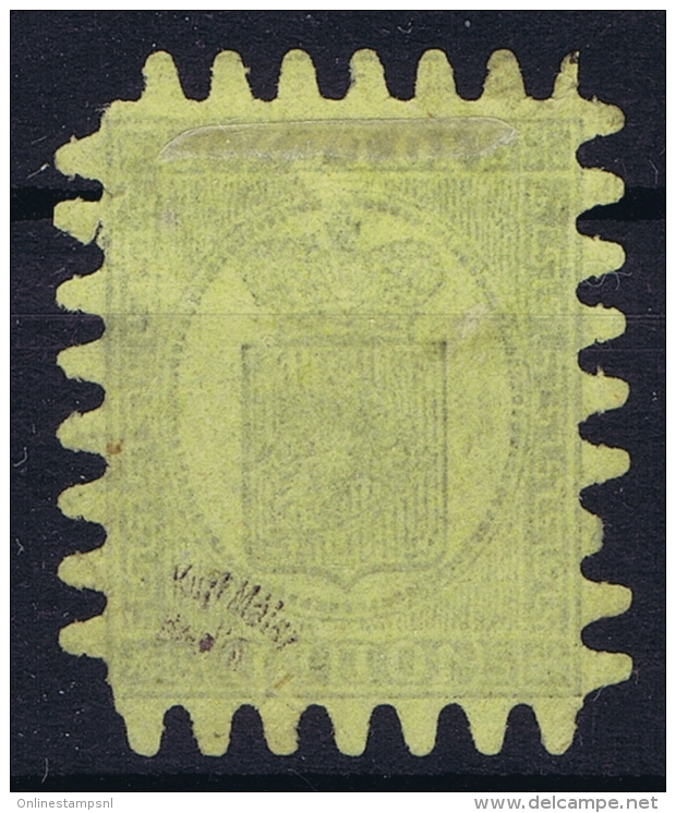 Finland : Mi Nr 7cz Strogelbpapier  Obl./Gestempelt/used  1866 - Gebruikt