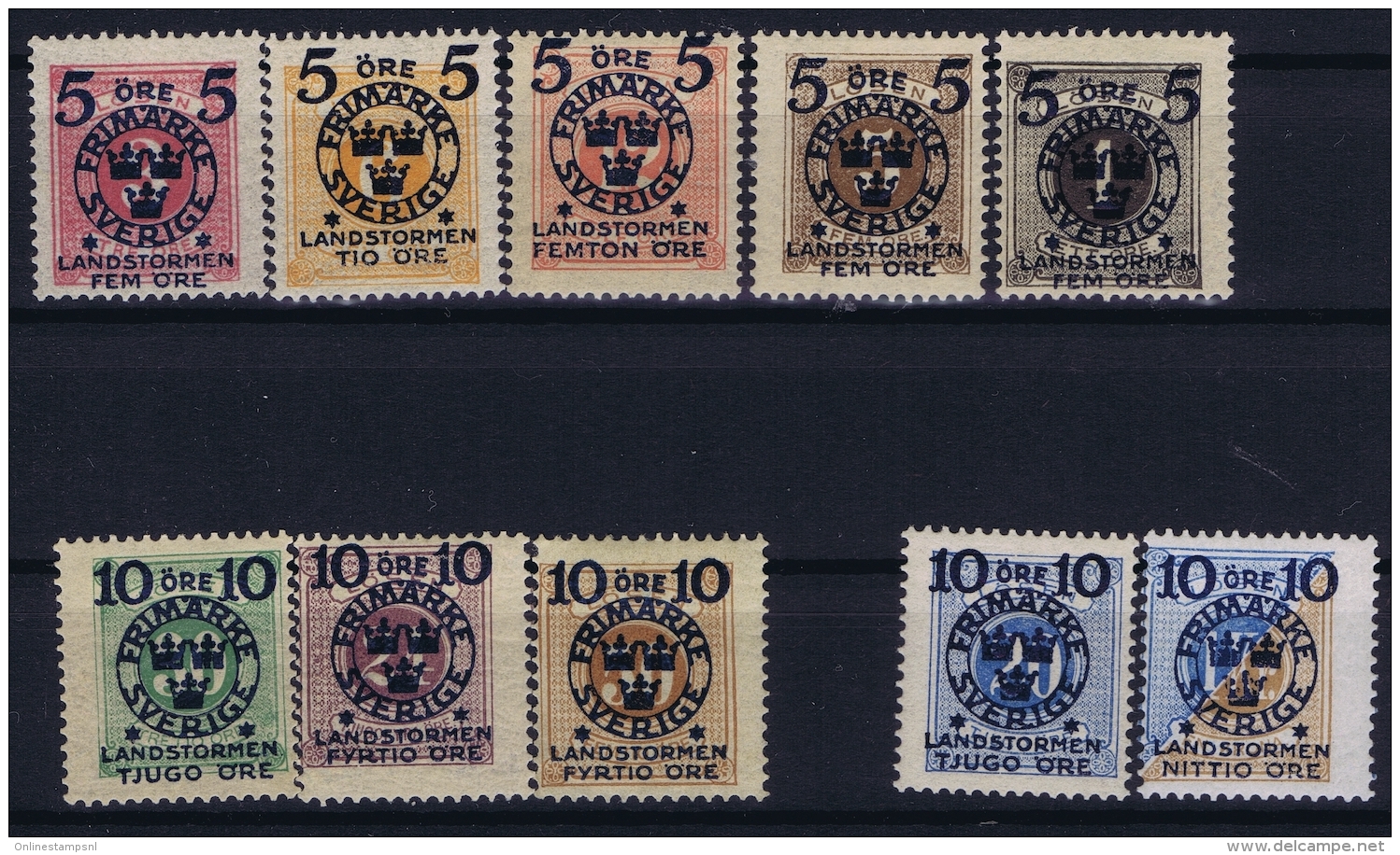 Sweden : Mi Nr 97  - 106 MH/* Flz/ Charniere   102  +106 Postfrisch/neuf Sans Charniere /MNH/** 1916 - Unused Stamps