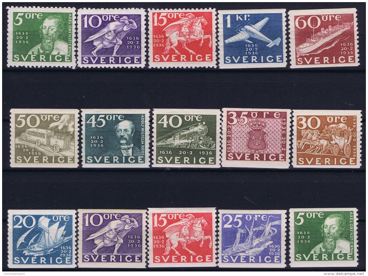 Sweden : Mi Nr 227 - 238  Fa 246 -257   MH/* Flz/ Charniere  1936 - Neufs