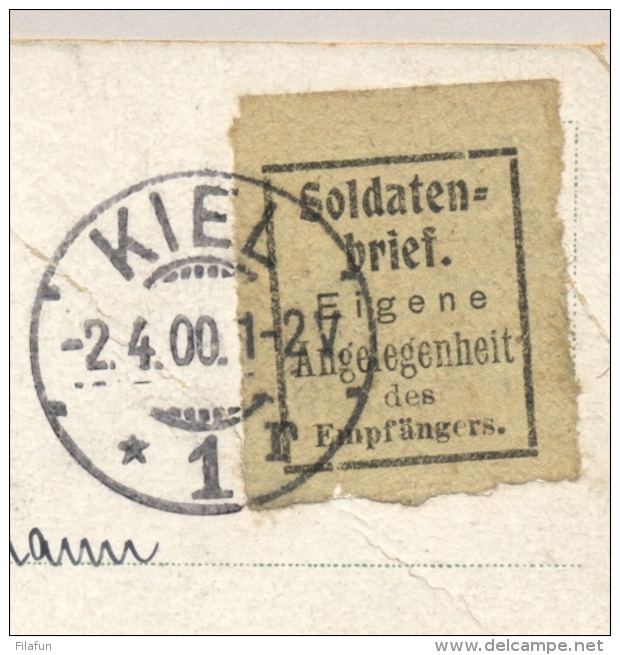 Deutsches Reich - 1900 - Postkarte Mit Soldaten Brief Eigene Angelegenheit Des Empfängers From Kiel To Wilhelmshafen - Brieven En Documenten