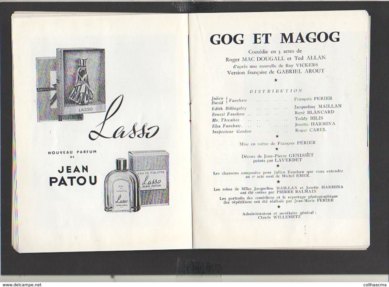 Programme 1960 Théatre De La Michodière "Gog Et Magog" Comédie De Roger Mac Dougall Et Ted Allan (Photos D'Artistes Et ) - Programs