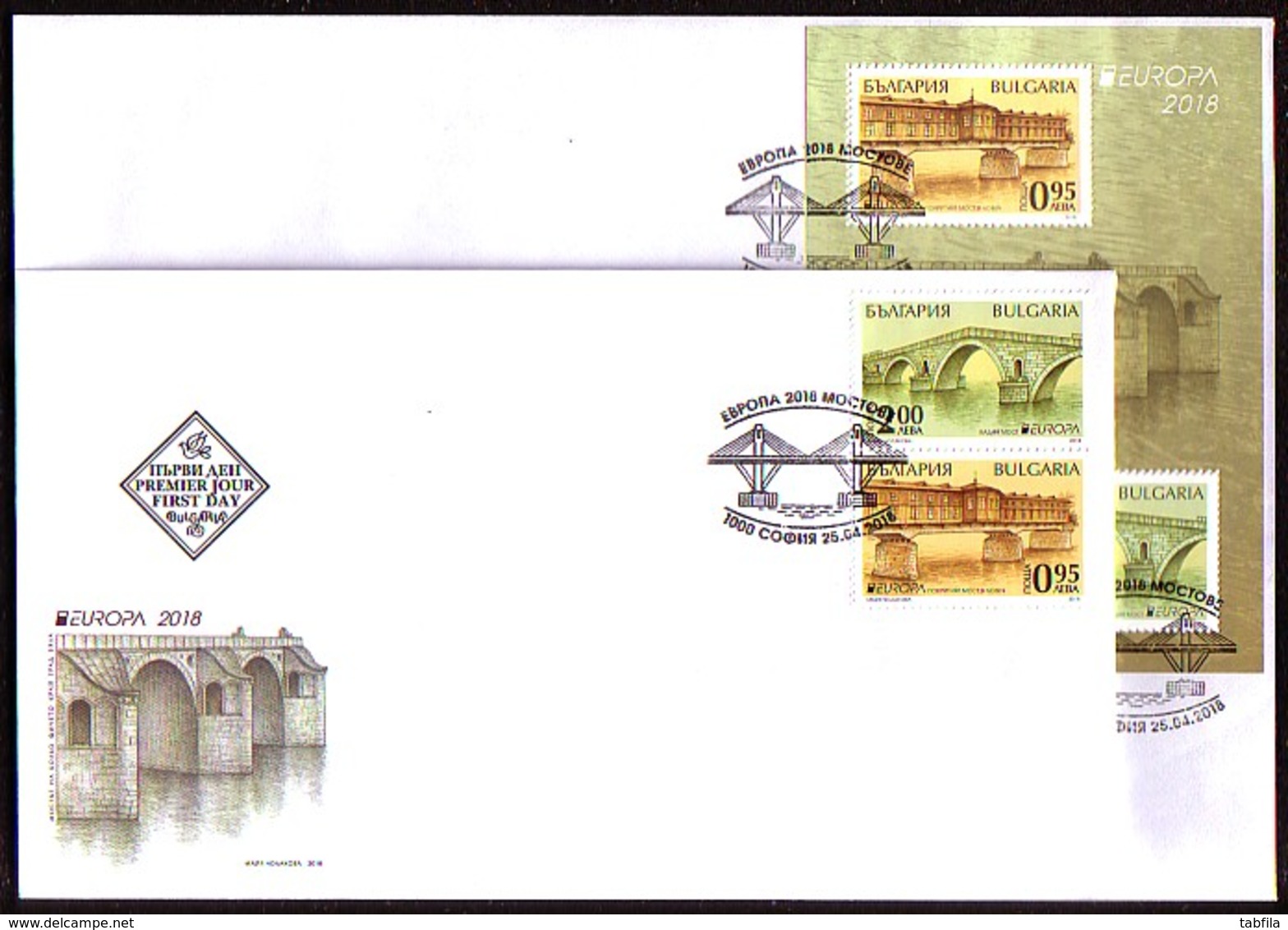 BULGARIA / BULGARIE - 2018 - EUROPA - SEPT - Ponts - Complet - 2FDC Set + Bl - 2018