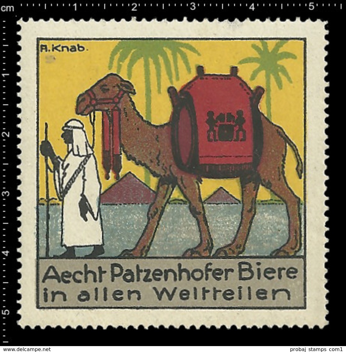 Large German Poster Stamp, Reklamemarke, Cinderella Vignette La Publicité Erinnofili Egypt Ägypten Pyramyd Camel Beer RR - Egittologia