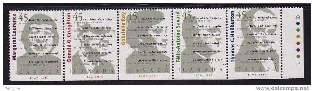 1997  Canadian Authors  Sc 11626a MNH   Strip Of 5  Different - Unused Stamps