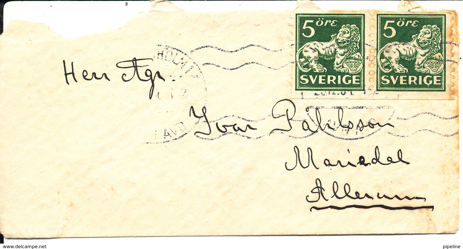 Sweden Small Cover Stockholm 20-12-1934 - Lettres & Documents