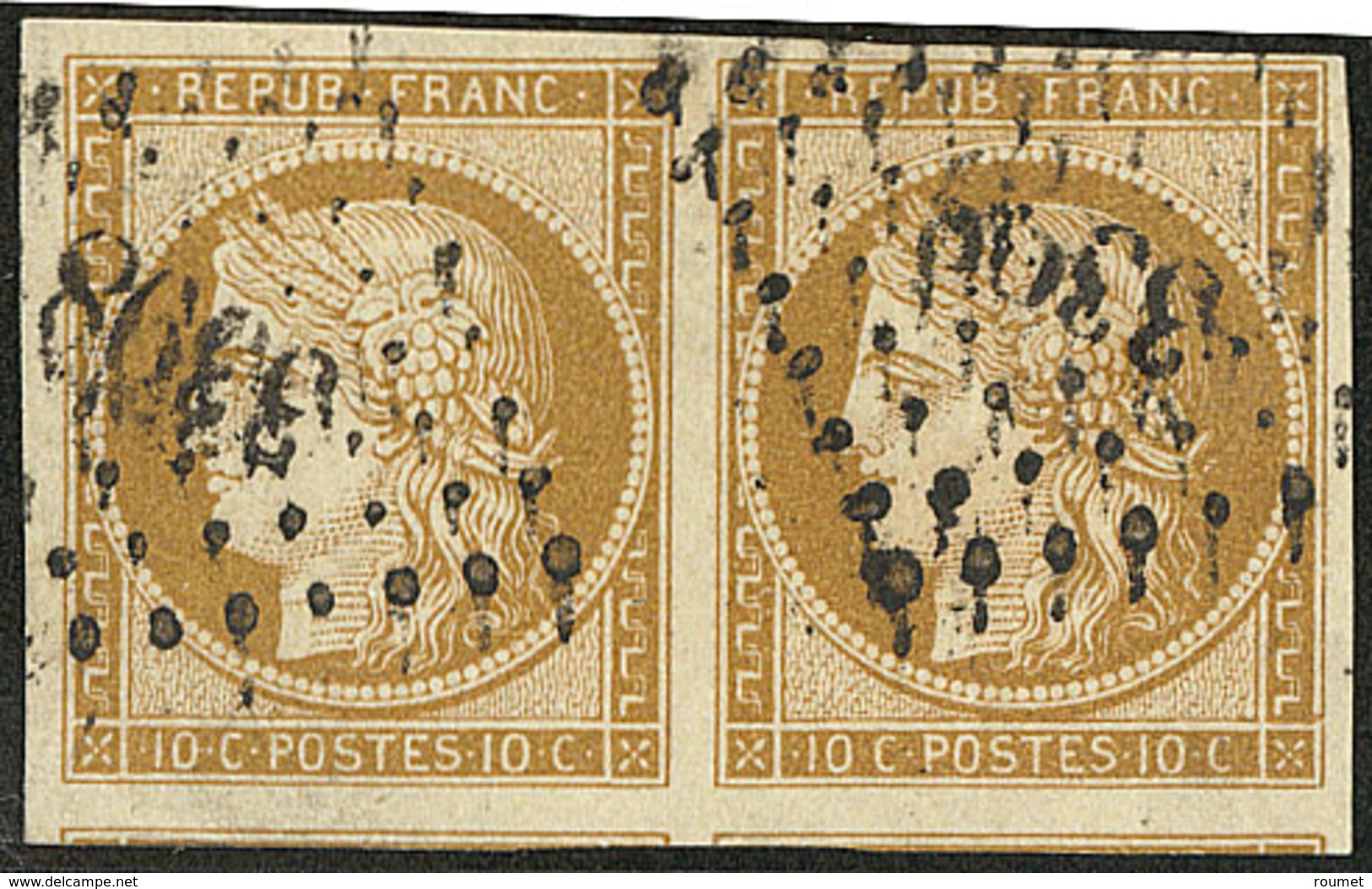 No 1, Paire Horizontale, Deux Voisins, Obl Pc 3398. - TB - 1849-1850 Cérès