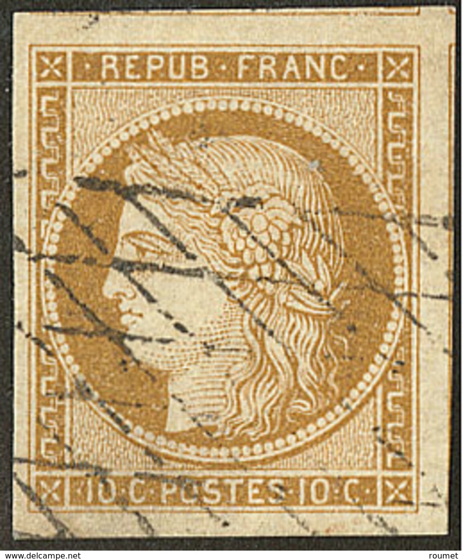 No 1a, Bistre-brun, Trois Voisins, Obl Grille Sans Fin, Jolie Pièce. - TB - 1849-1850 Ceres