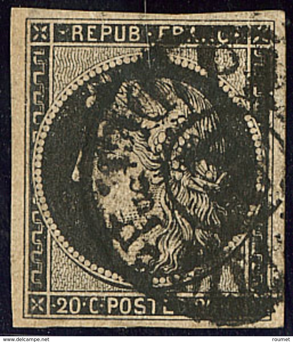 Oblitérations Sur 20cts Noir. Cad PP (réutilisation Du Cachet De 1837), Sur N°3 (réparé), TB D'aspect. - R - 1849-1850 Ceres