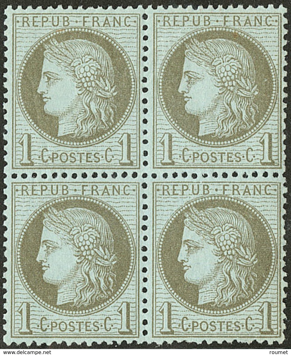 ** No 50, Vert-olive, Bloc De Quatre, Très Frais. - TB - 1871-1875 Cérès