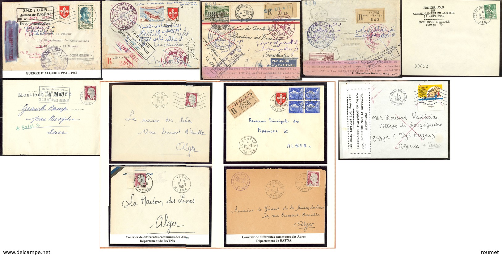 LETTRE Collection. 1960-1961, Courriers Récupérés Par L'armée Française En 4 Enveloppe Recomm., + 7 Plis Divers Dont Let - Otros & Sin Clasificación