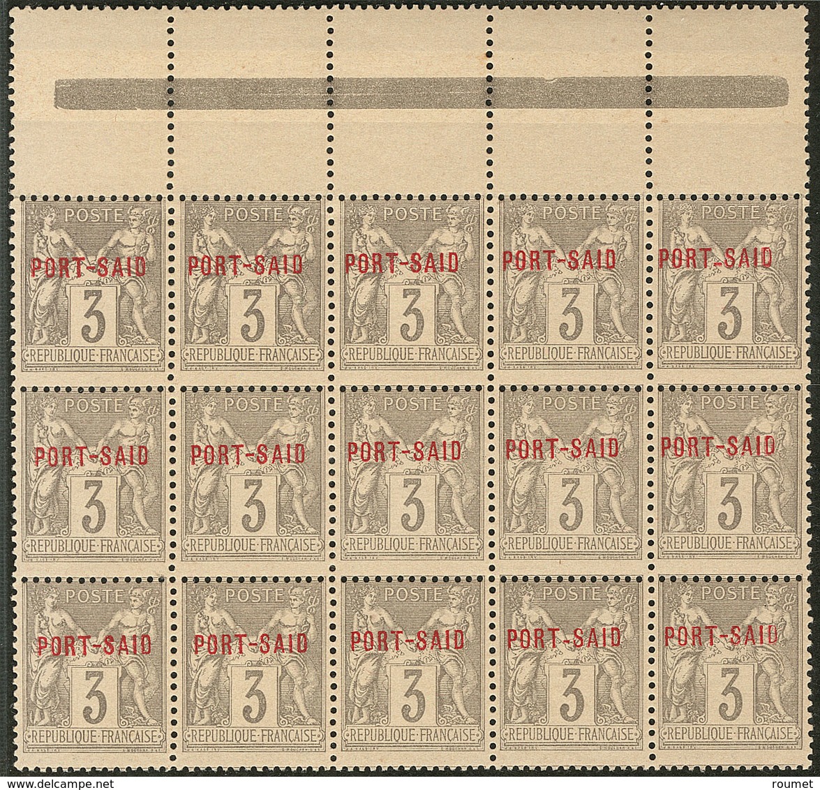 ** Emission Provisoire Locale Vendue Du 17 Au 24 Novembre 1899 (cote Yv. Spé 2013). No 3A (gris), Bloc De 15 Bdf Dont "t - Autres & Non Classés