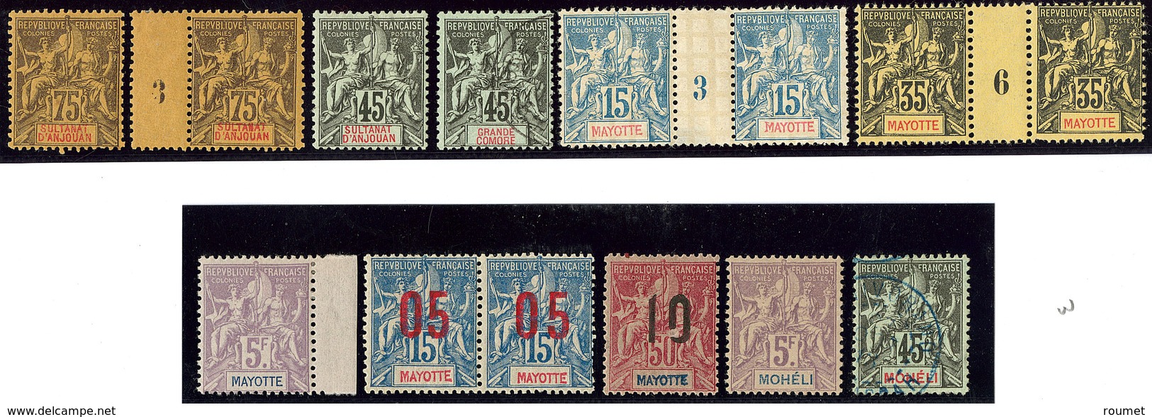 * Type Groupe 1900-1912, Divers D'Anjouan, Mayotte Et Mohéli. - TB Ou B - Collections