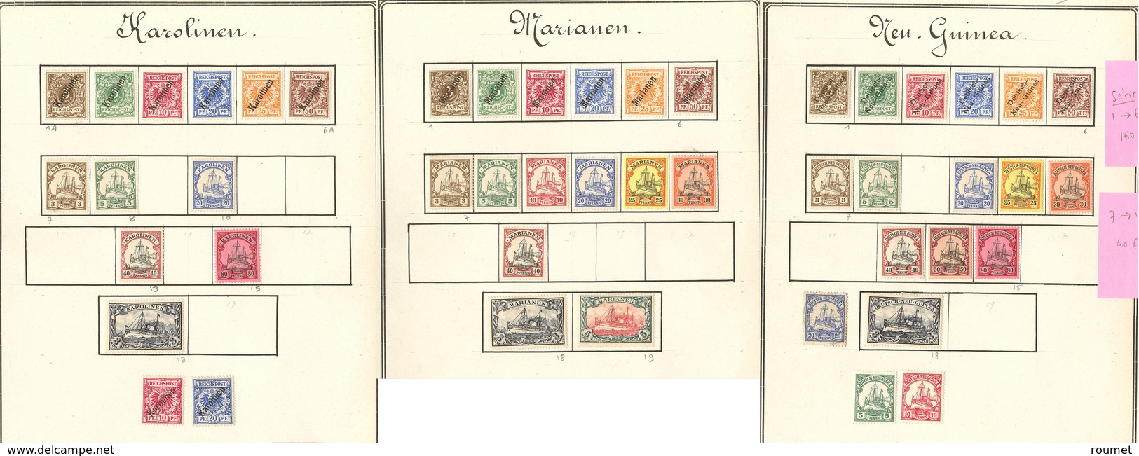 * Colonies Allemandes. Collection 1896-1900 (Poste), Valeurs Diverses Dont Carolines, Mariannes, Samoa, Nelle Guinée, Qq - Other & Unclassified