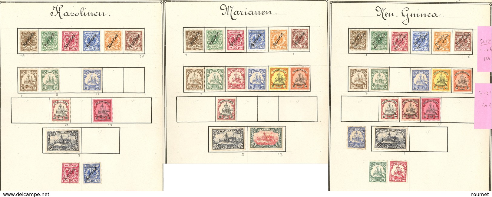 * Colonies Allemandes. Collection 1896-1900 (Poste), Valeurs Diverses Dont Carolines, Mariannes, Samoa, Nelle Guinée, Qq - Autres & Non Classés