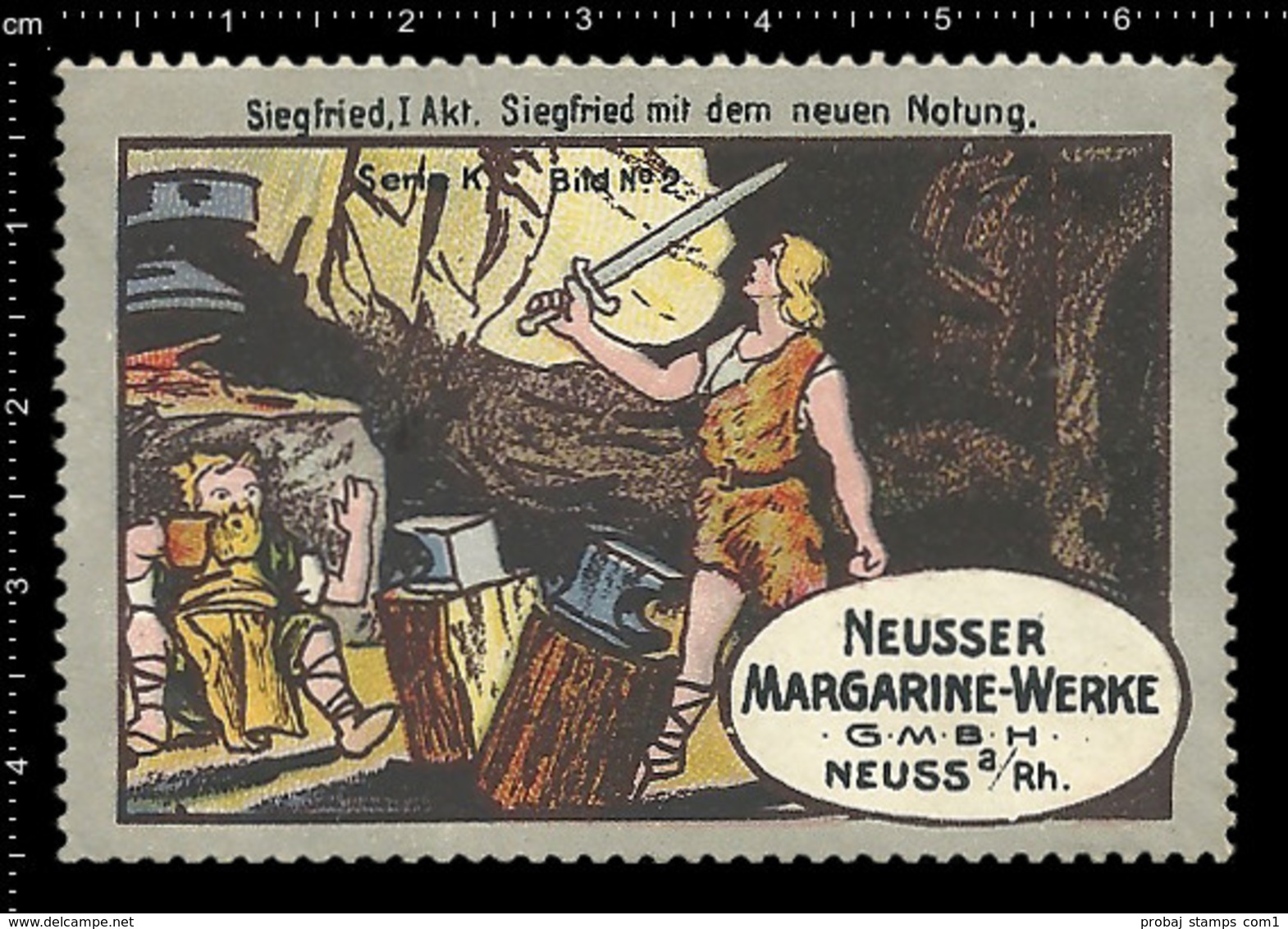 Old German Poster Stamp Cinderella Reklamemarke Erinnofili Publicité Vignette Richard Wagner Opera, Siegfried - Music