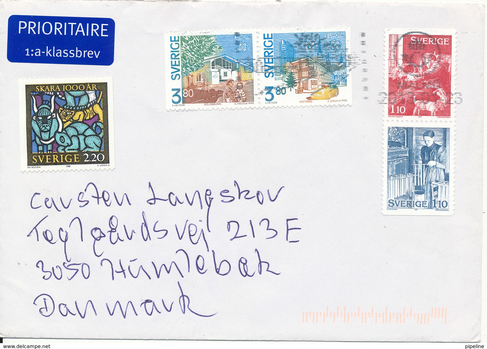 Sweden Cover Sent To Denmark 23-1-2013 Good Franked With 2 Pairs - Brieven En Documenten