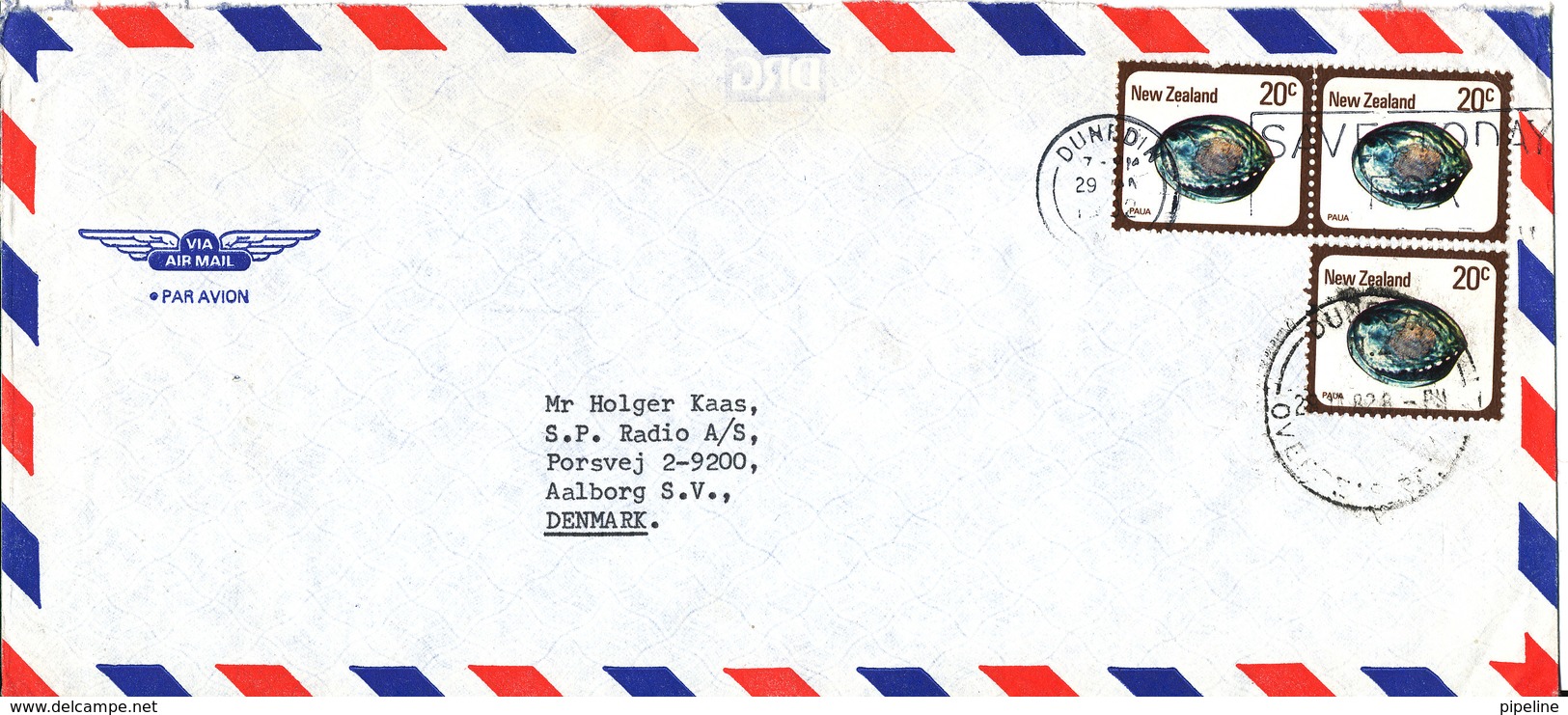 New Zealand Air Mail Cover Sent To Denmark Dunedin 29-1-1982 - Corréo Aéreo