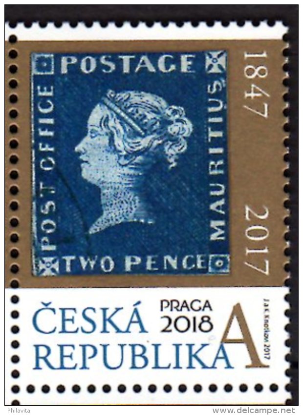 2017 Czech Rep.  Blue Mauritius - Stamp On Stamp Praha 2018 - 1v - MNH** MI 940  (üü18) - Unused Stamps