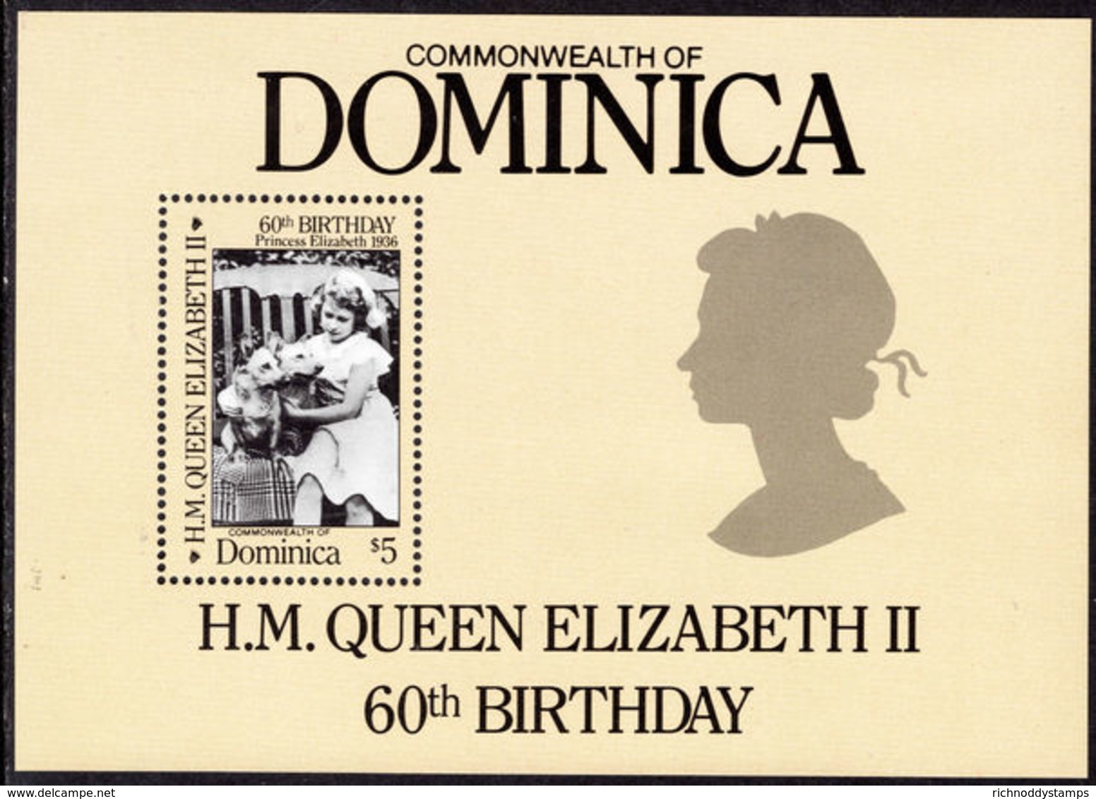 Dominica 1986 Queens 60th Birthday Souvenir Sheet Unmounted Mint. - Dominica (1978-...)