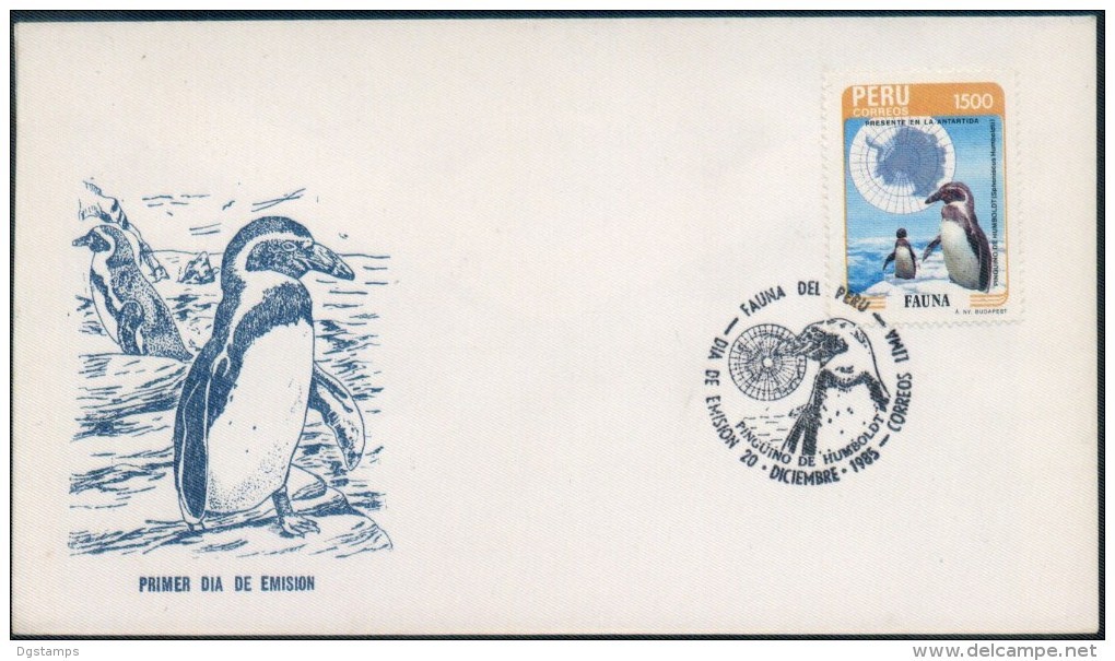 Peru 1985 FDC YT814. Antártida. Fauna. Pingüino. Mapa. See Desc. - Perù