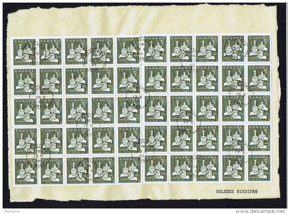 1965  Christmas Issue 3 Cents Miniature Sheet SC 443a X2 On Front Only  First Day Cancel Winnipeg - 1961-1970