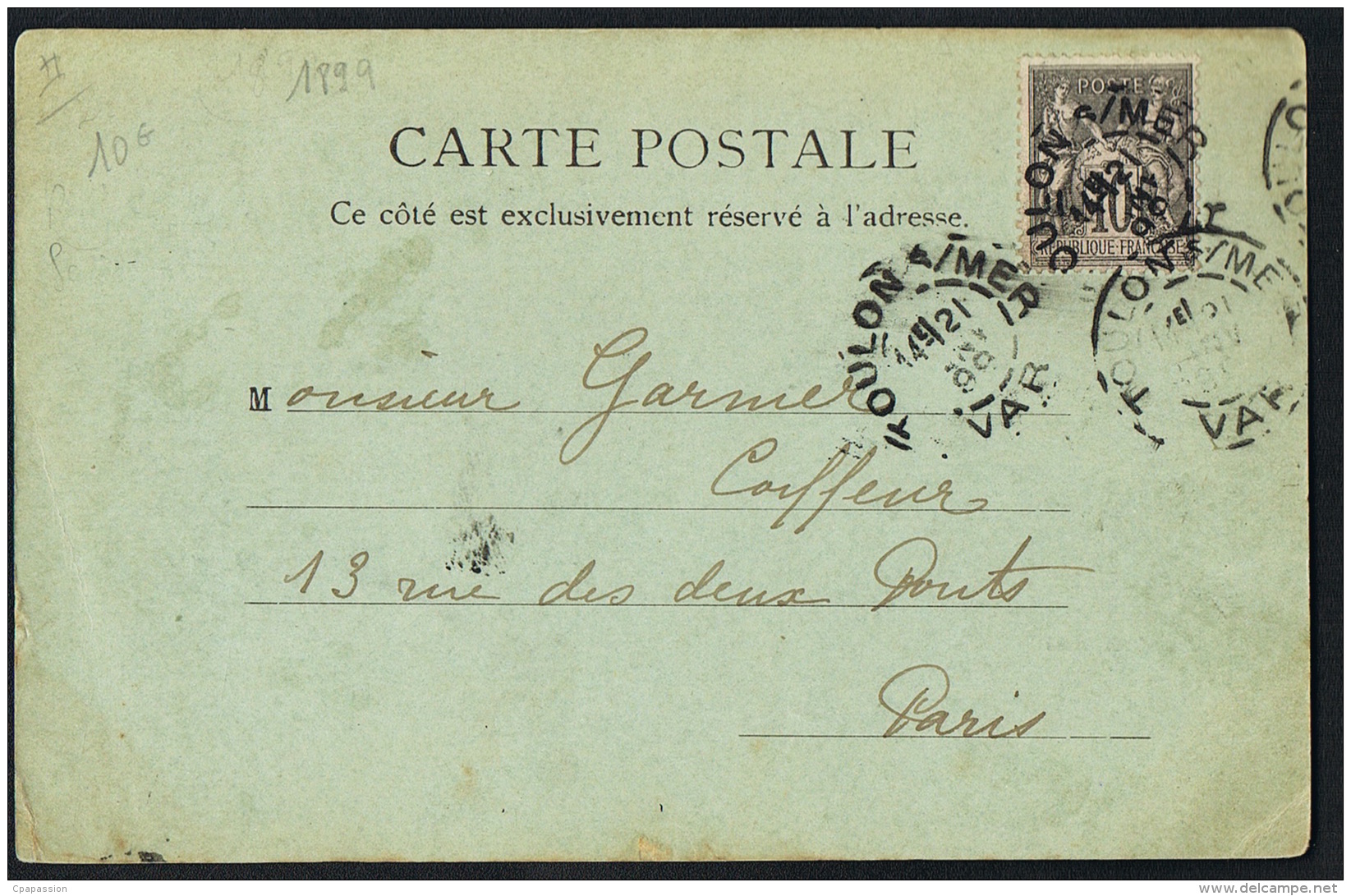 MARSEILLE - Original CPA Voyagée 1899- Carte à La Lune- Rue De Noailles-animée - Recto Verso- Paypal Sans Frais - Canebière, Centre Ville