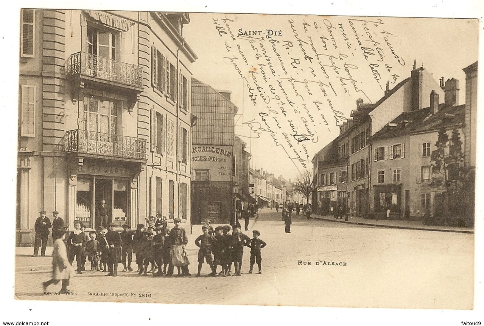 CPA Précurseur -   SAINT-DIE Rue D'Alsace (très Animée)  37 - Saint Die