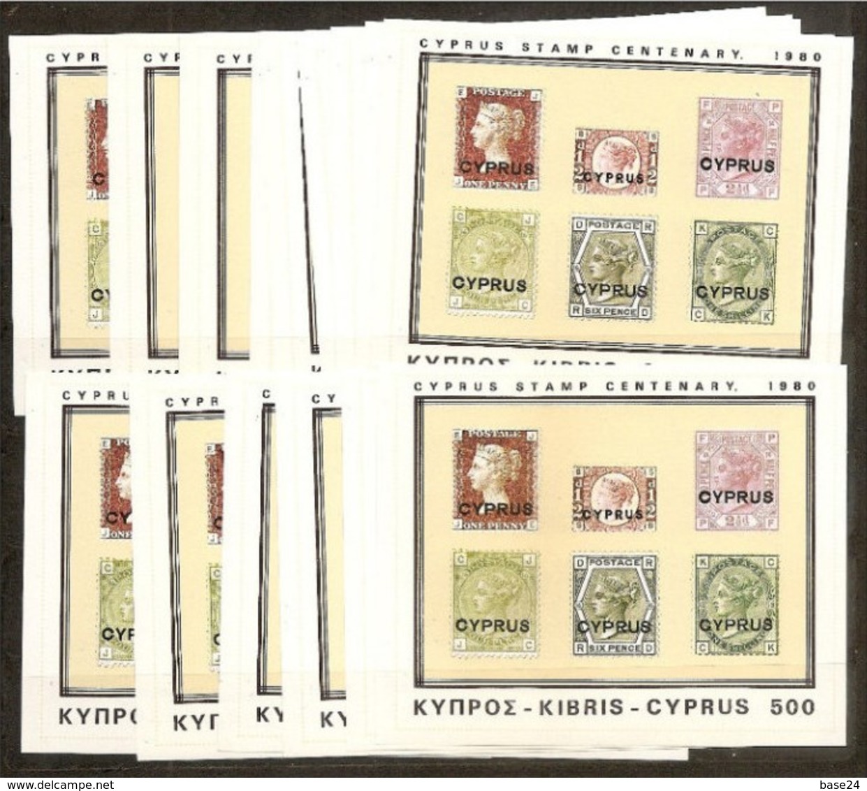 1980 Cipro Cyprus 100° FRANCOBOLLI CIPRIOTI  STAMPS CENTENARY 20 Foglietti (BF.11) MNH** 20 Souv.sheets - Nuovi