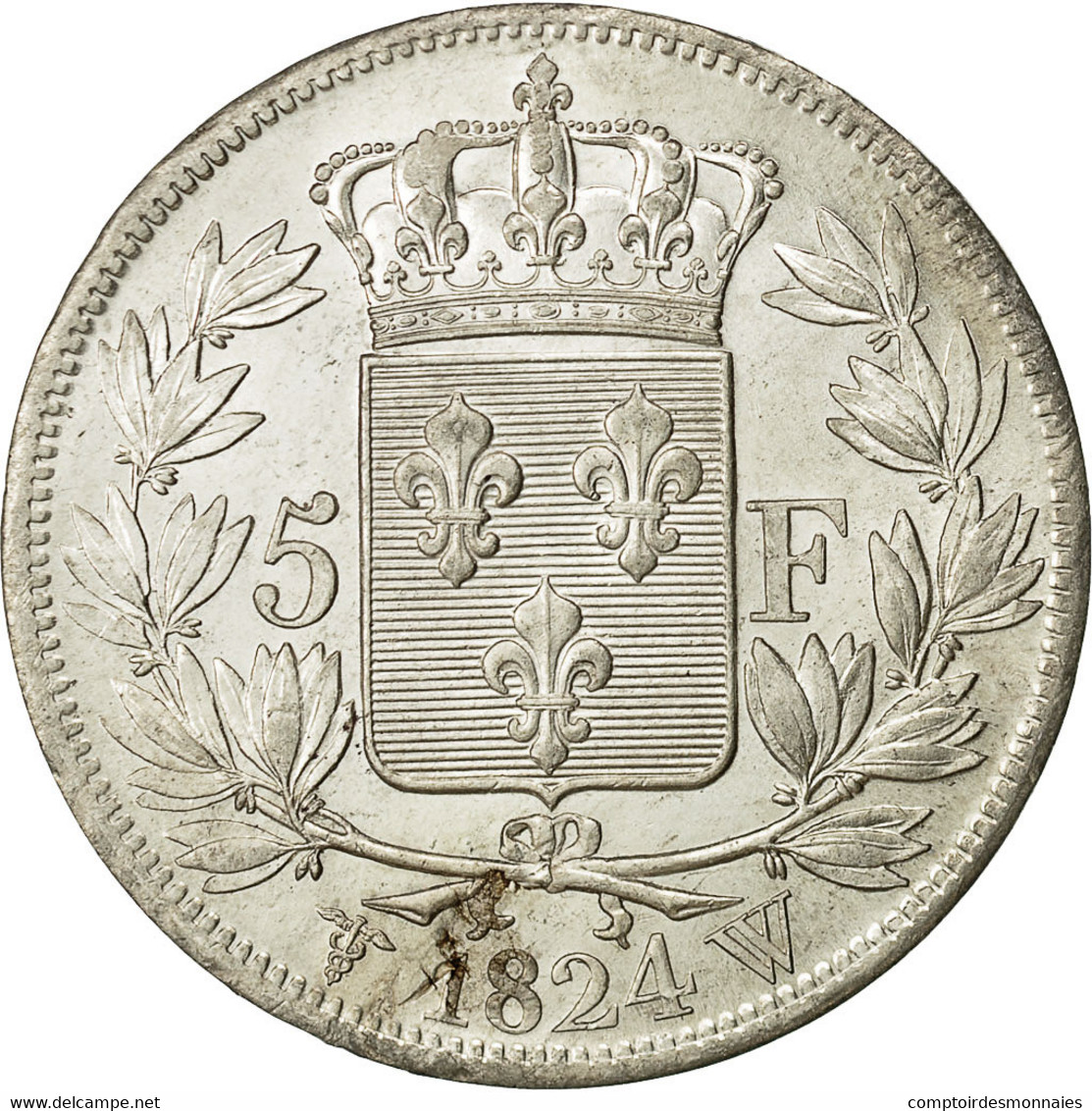 Monnaie, France, Louis XVIII, Louis XVIII, 5 Francs, 1824, Lille, SUP, Argent - 5 Francs