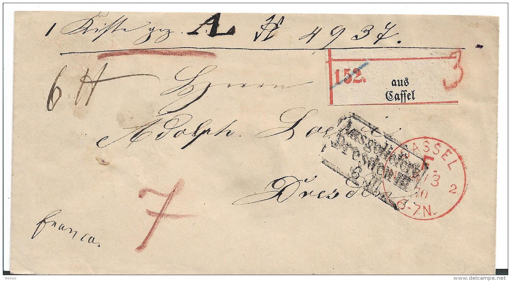 NDP076 / Norddeutscher Postbezirk, Paket Begleitbrief Mit Kassel F-Stempel Nach Dresden 1870 - Sonstige & Ohne Zuordnung