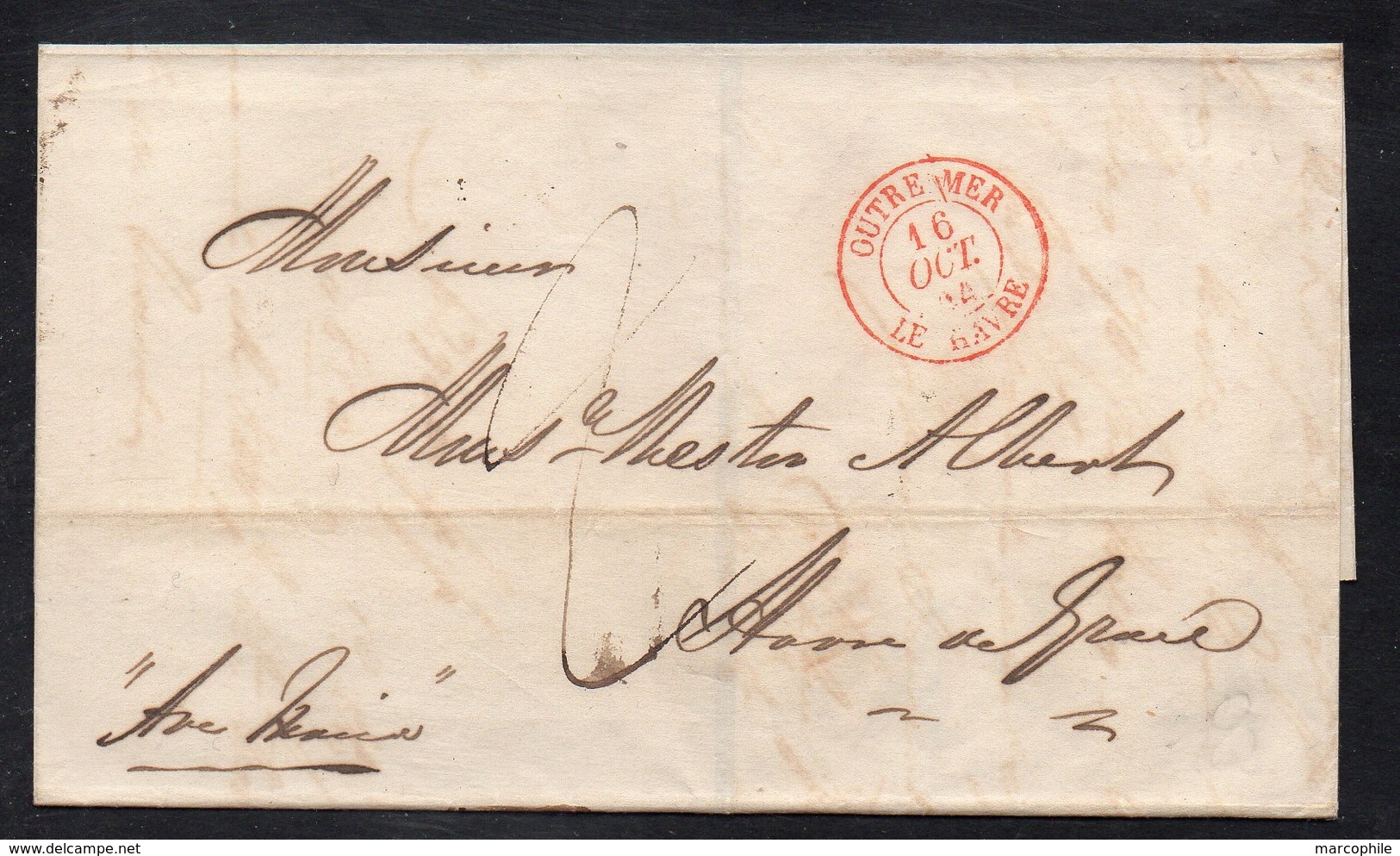 POSTE MARITIME - BUENOS AYRES - ARGENTINE / 1844 LSC POUR HAVRE DE GRACE PAR "AVE MARIA" (ref 1561) - Posta Marittima