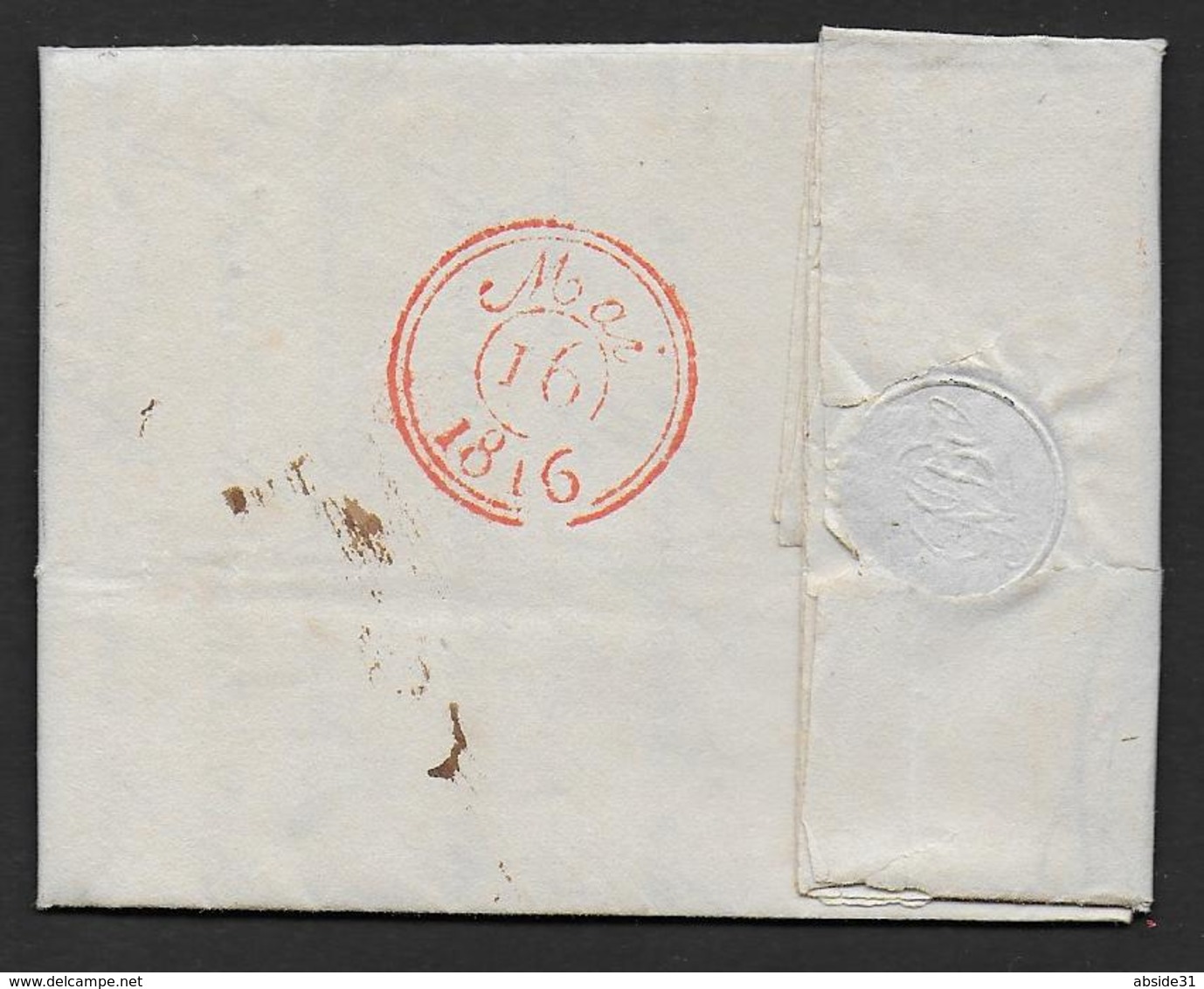 Marque GAND Sur Lettre De 1816 Pour Paris - 1815-1830 (Dutch Period)