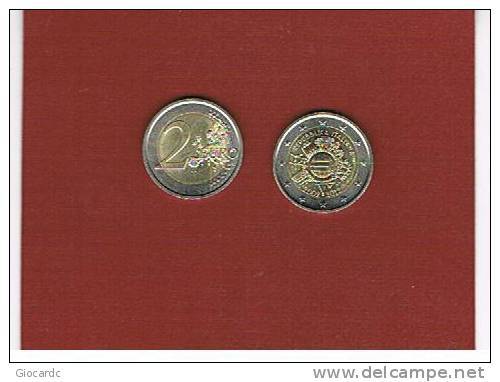 ITALIA  REPUBBLICA -   2012 -  2 EURO COMMEMORATIVI DECENNALE EURO - - Italia