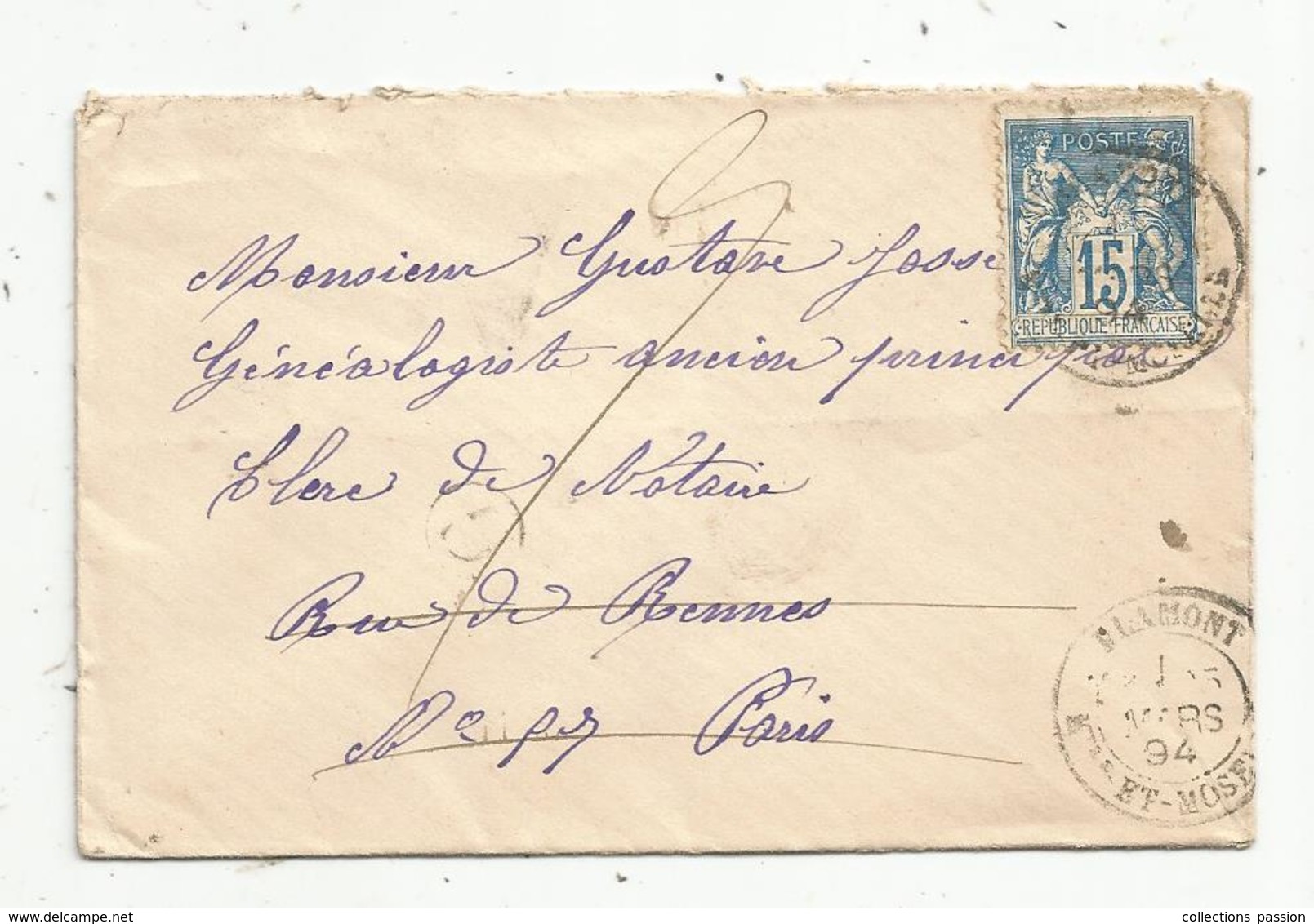 Lettre , 1894 , BLAMONT , Meurthe Et Moselle , Brezolles , Eure Et Loir , Paris,  8/17 , 2 Scans - 1877-1920: Période Semi Moderne