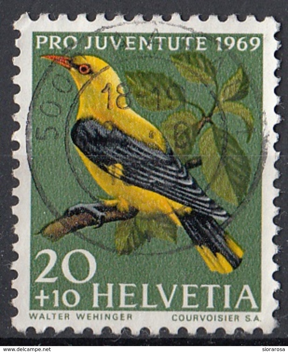 Svizzera 1969 Sc. B387 Uccelli Birds Passeri Golden OrioleUsed  Helvetia Switzerland - Sparrows