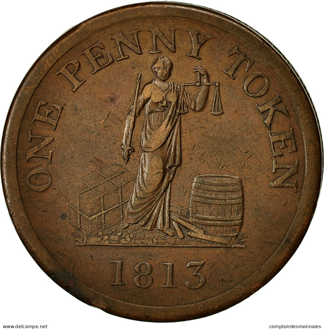 Monnaie, Grande-Bretagne, Phoenix, Iron-Works, Glasgow, Penny Token, 1813, TB+ - C. 1 Penny