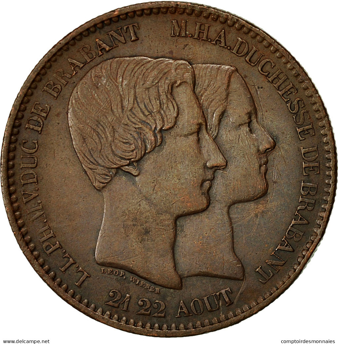 Monnaie, Belgique, 10 Centimes, 1853, TTB, Cuivre, KM:1.1 - 10 Cents