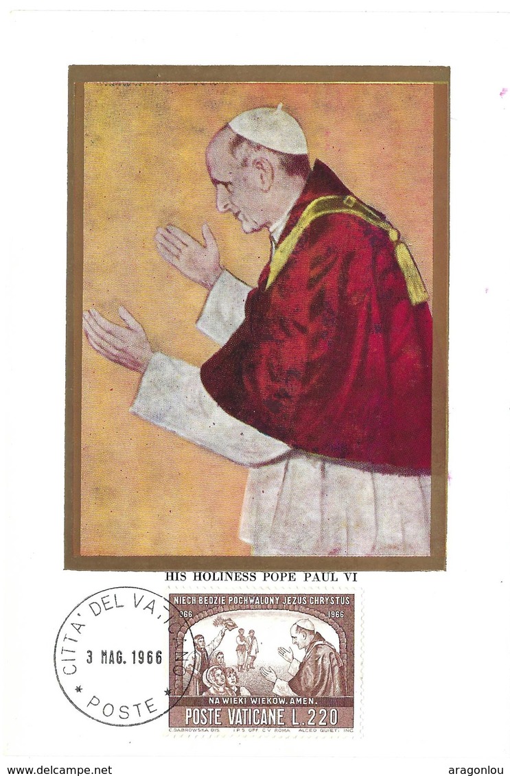 His Holiness Pope PAUL VI, 3.3. 1966 (2scans) - Cartes-Maximum (CM)