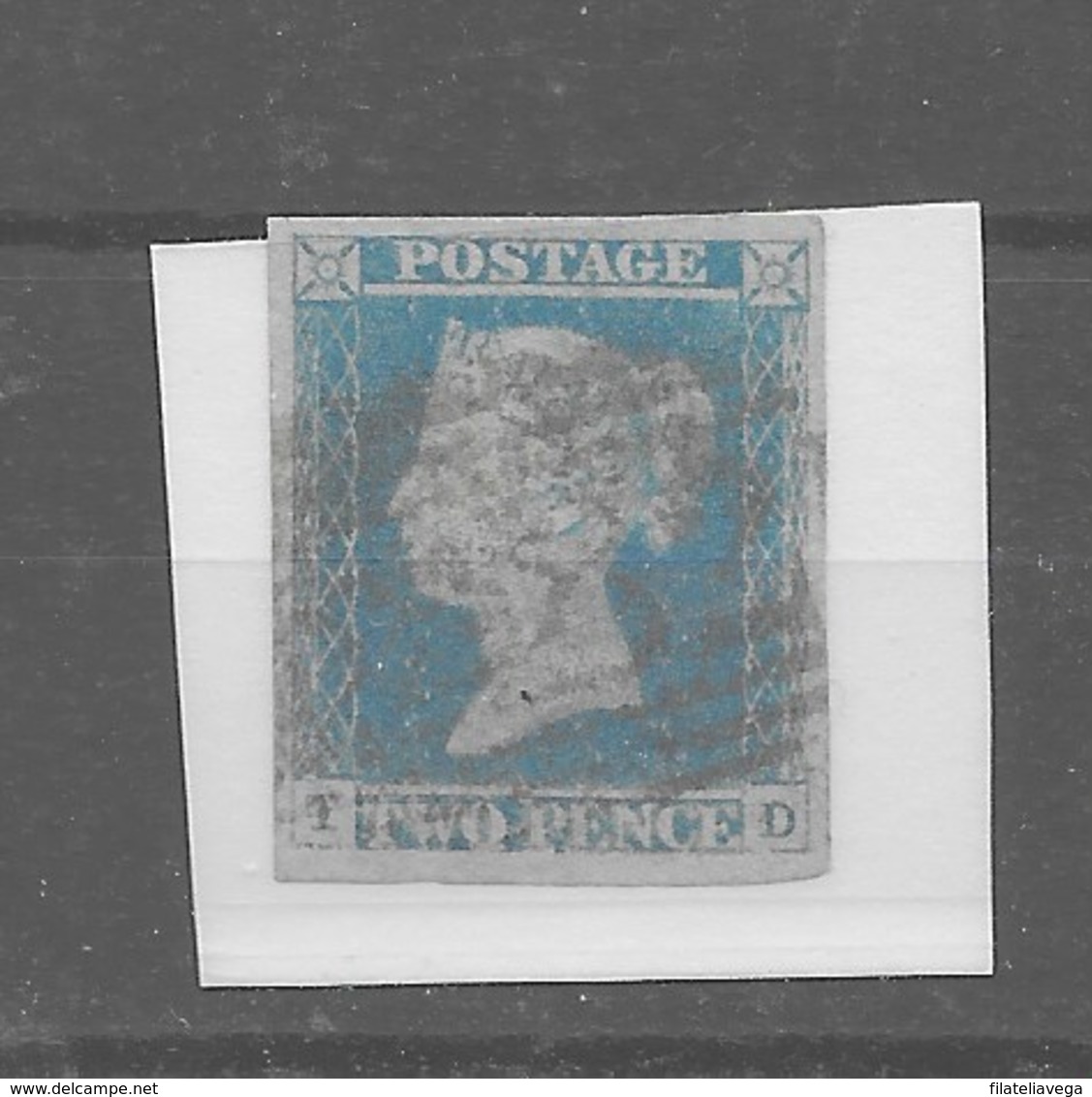 Sello De Inglaterra "Blue Two Pence" Nº Yvert 4. Nº Scott 4a O - Used Stamps