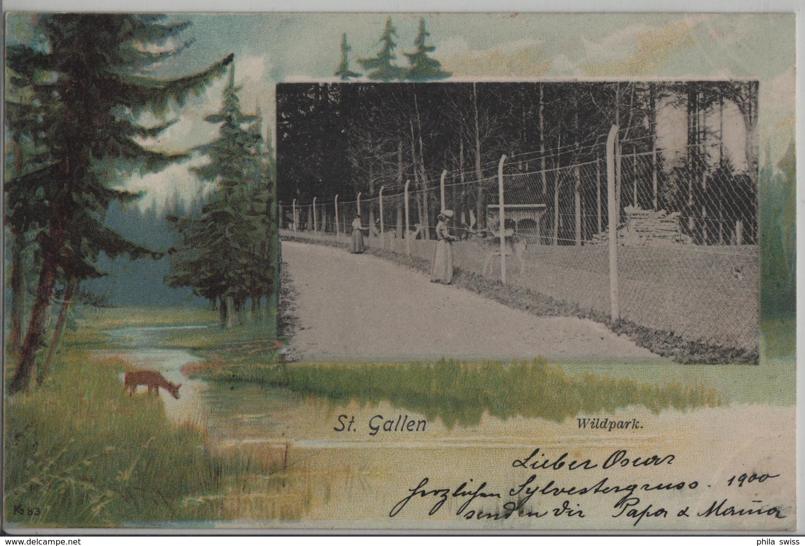 St. Gallen - Wildpark, Animee, Litho - Saint-Gall